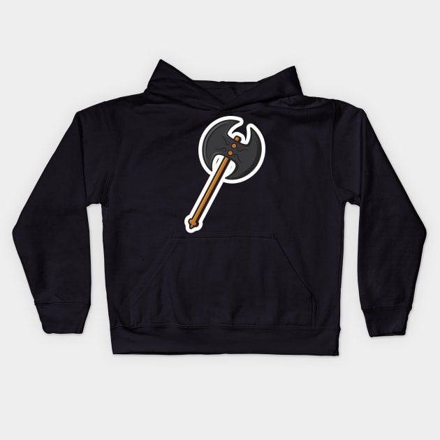 Ax hammer vector illustration. Weapon object icon concept. Dangerous wooden ax vector design. Kids Hoodie by AlviStudio